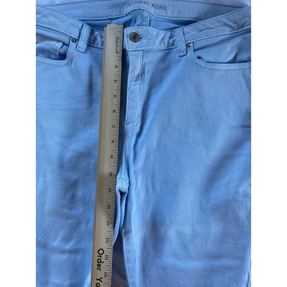 Michael Kors Izzy Skinny Jeans Womens 34 Waist Light Blue Stretch Denim Skinny